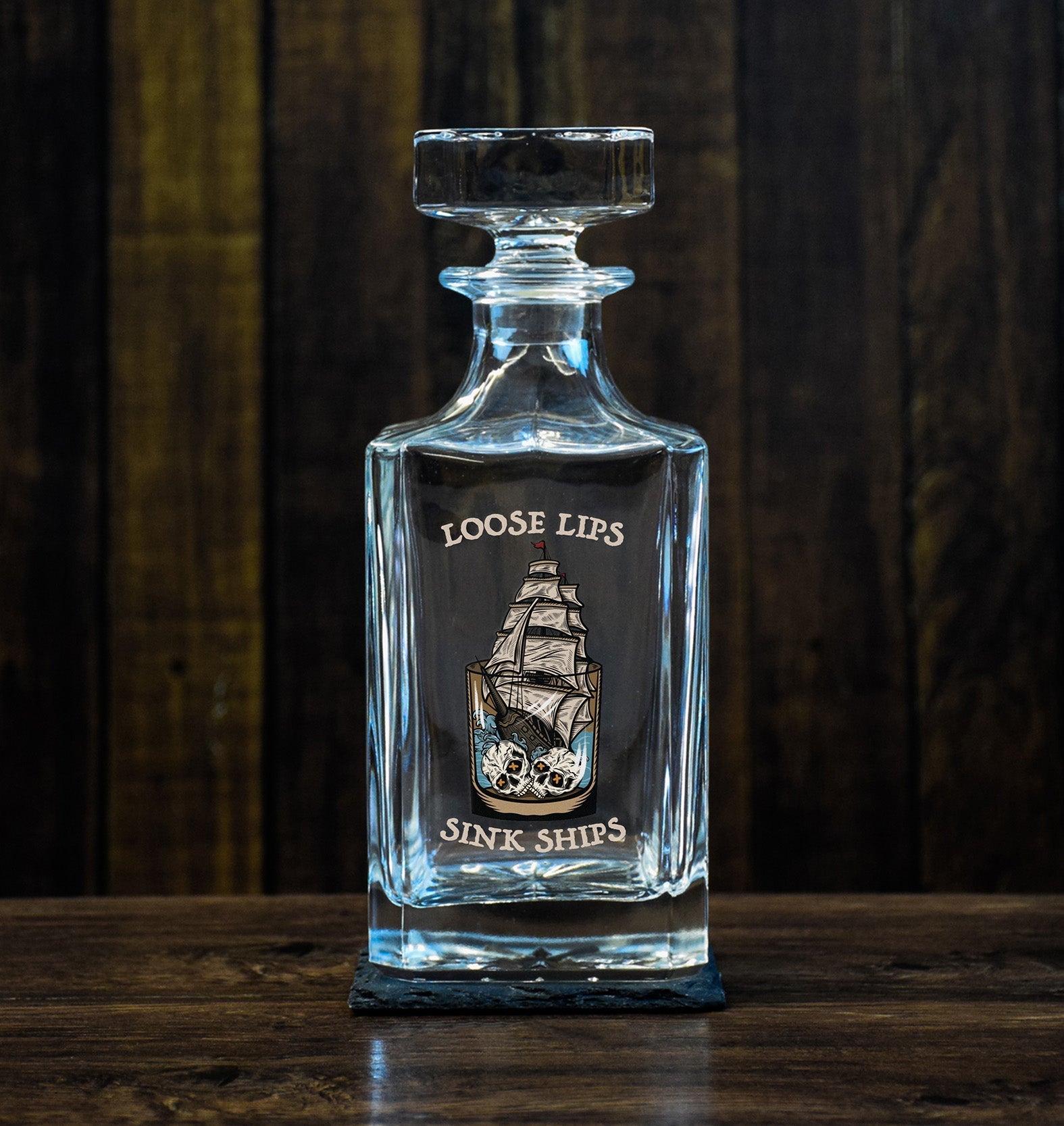 Loose Lips Sink Ships Color Decanter - Decanter