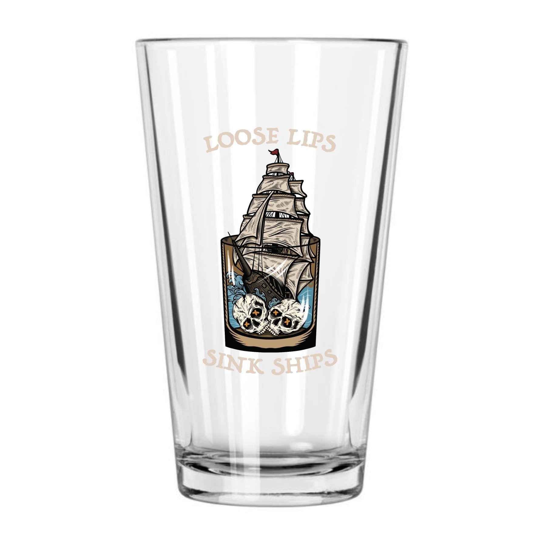 Loose Lips Sink Ships Pint Glass Set - 16oz - Glassware
