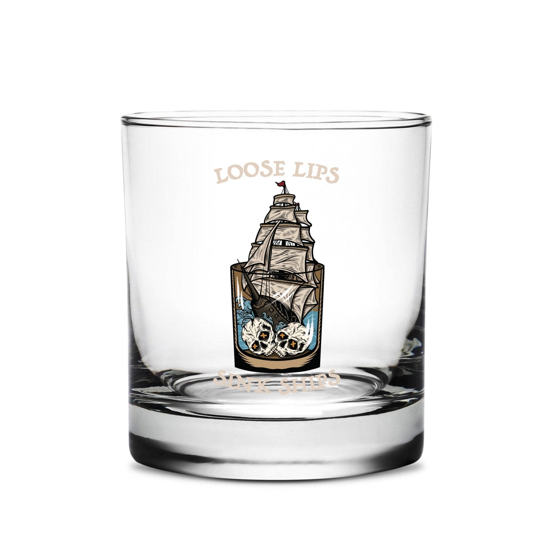 Loose Lips Sink Ships Whiskey Glass Set - 16oz - Glassware