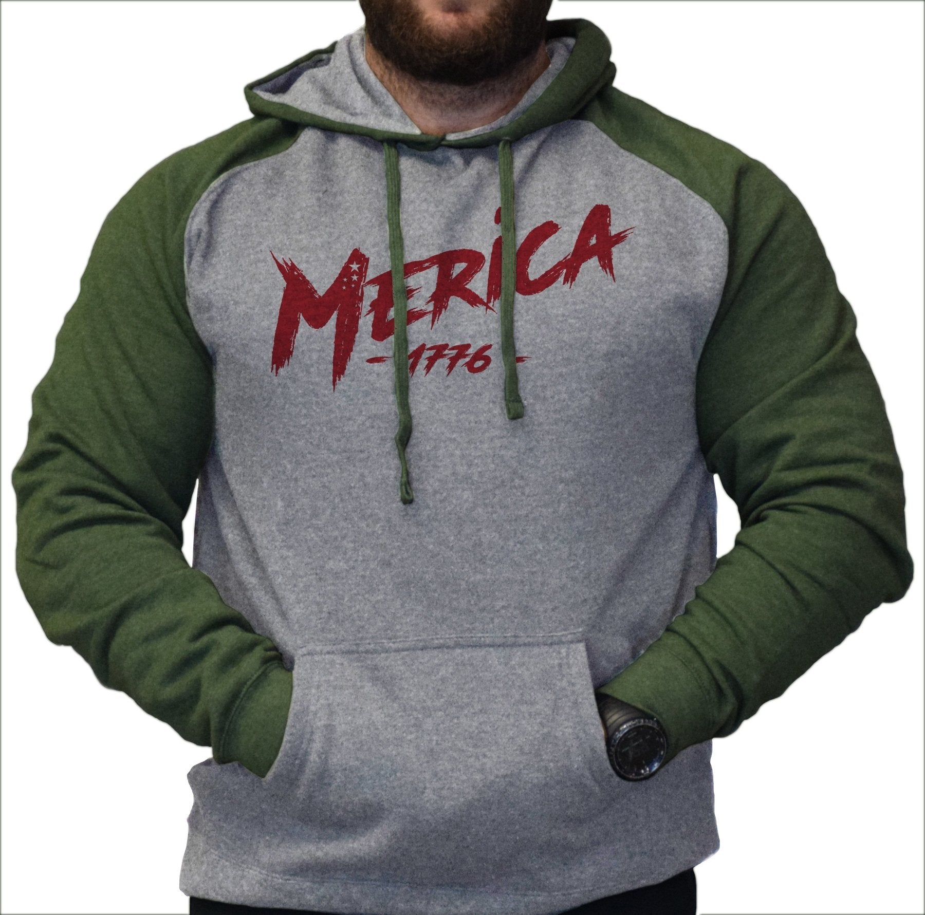 Merica 1776 Raglan Hoodie - Small - Hoodie