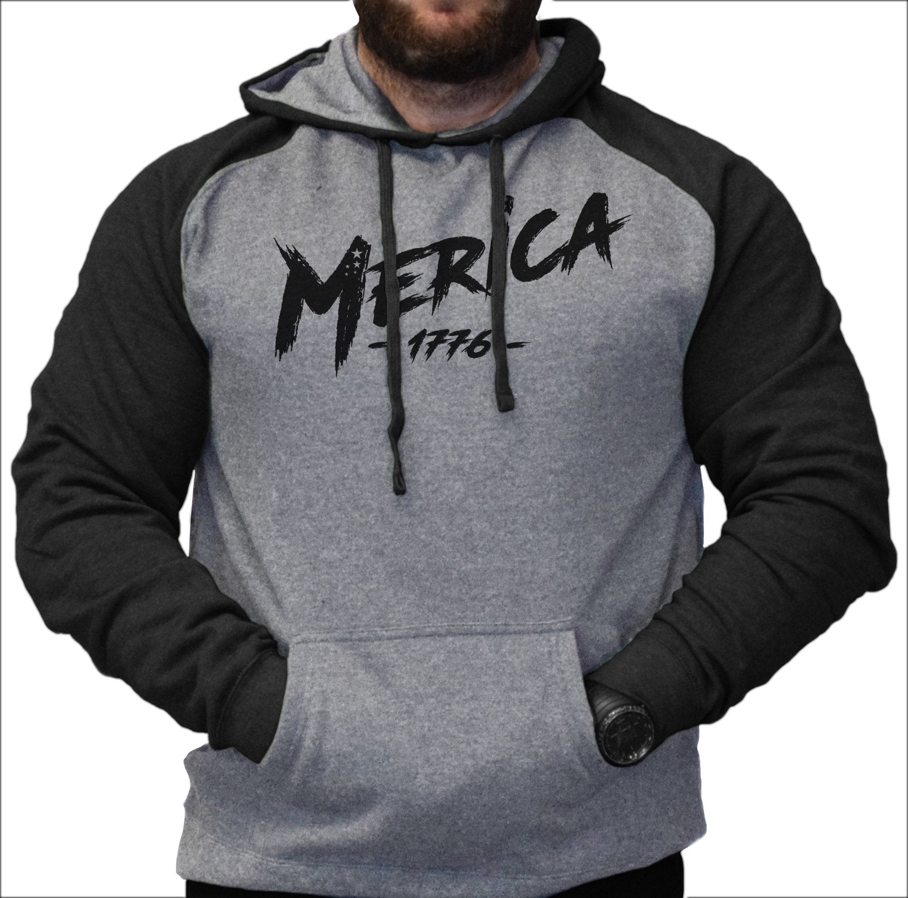 Merica 1776 Raglan Hoodie - Small - Hoodie