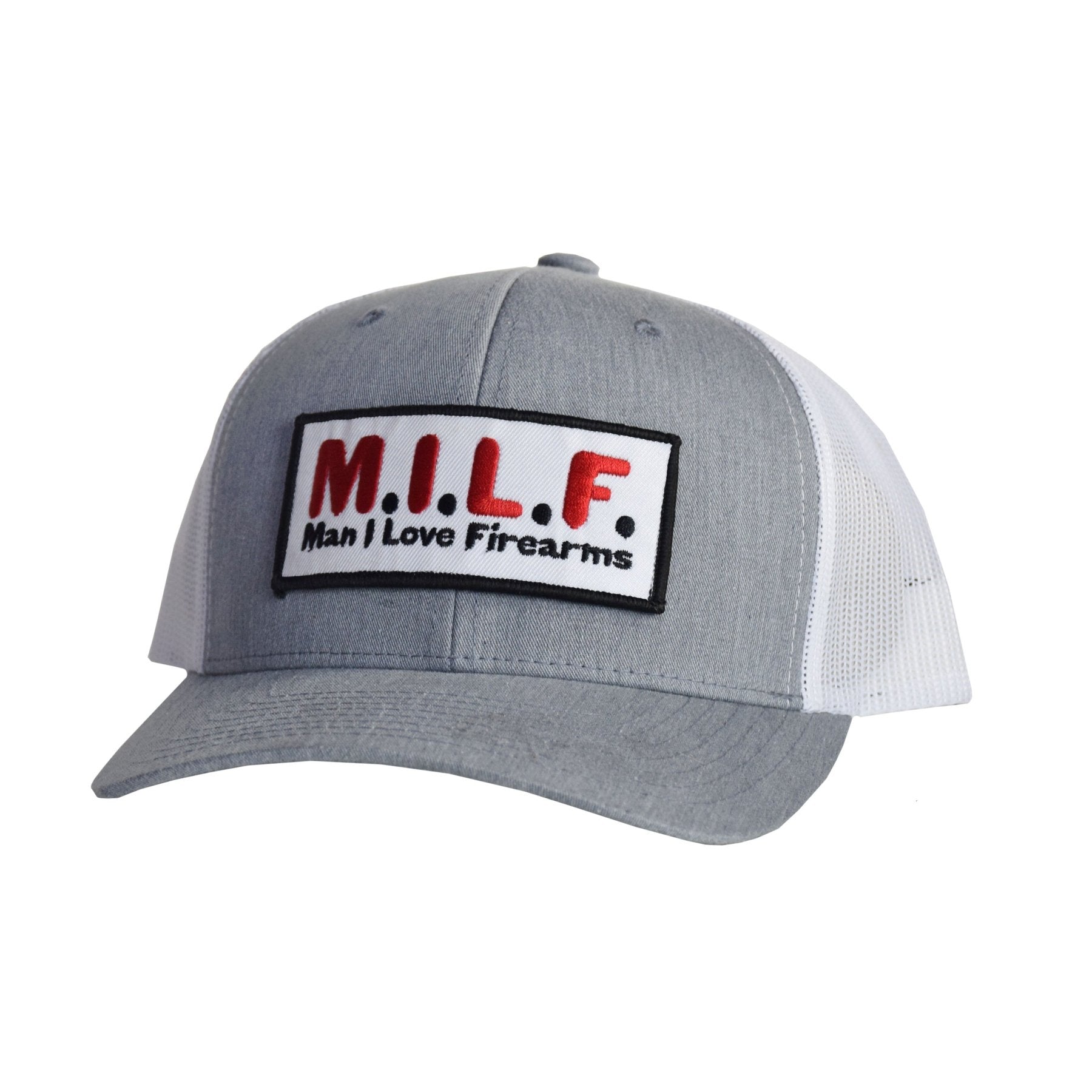 MILF Embroidered Patch Snapback - Charcoal / White Mesh - Headwear