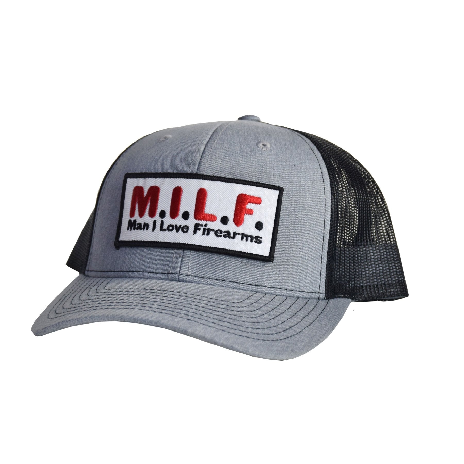 MILF Embroidered Patch Snapback - Charcoal / Black Mesh - Headwear