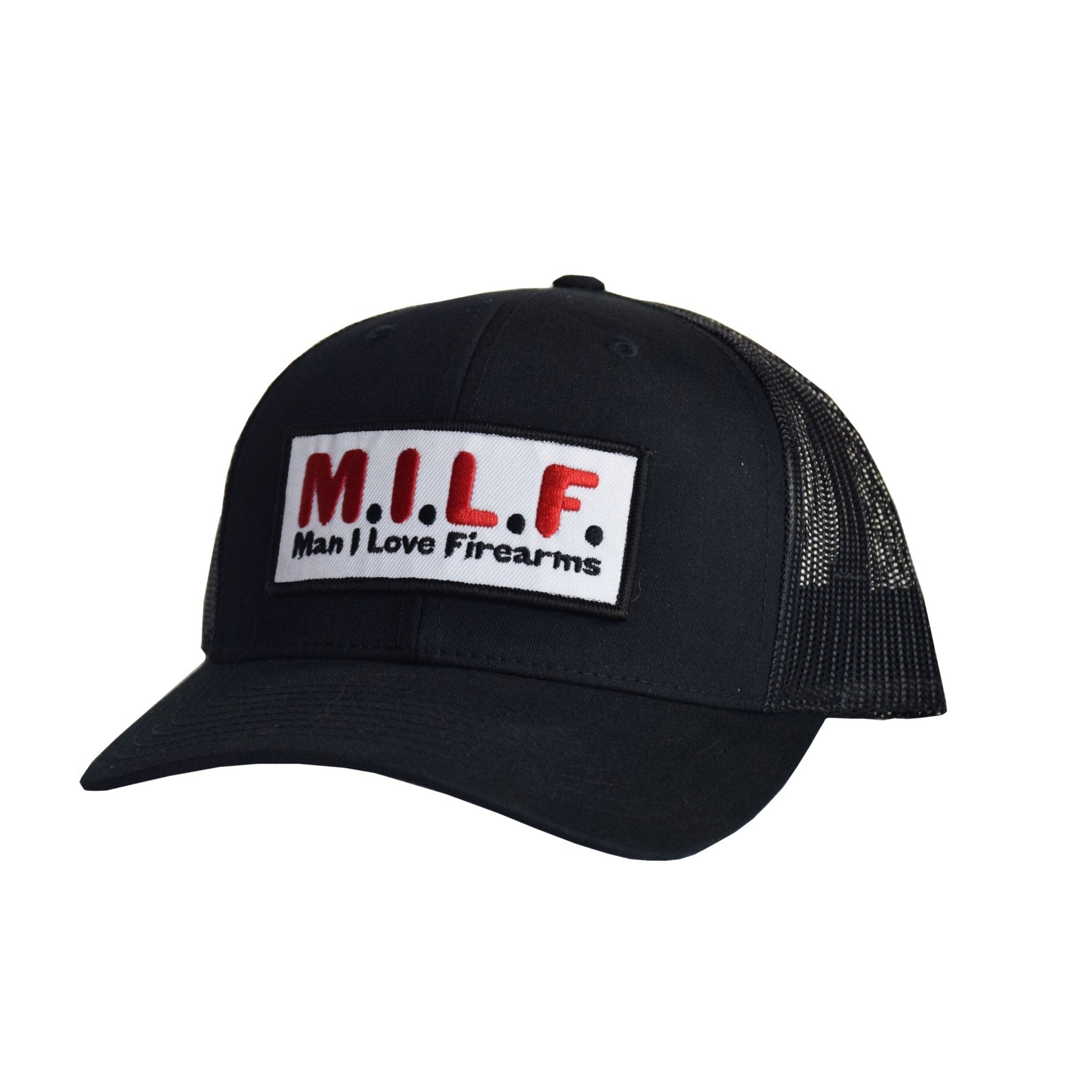 MILF Embroidered Patch Snapback - Black / Black Mesh - Headwear