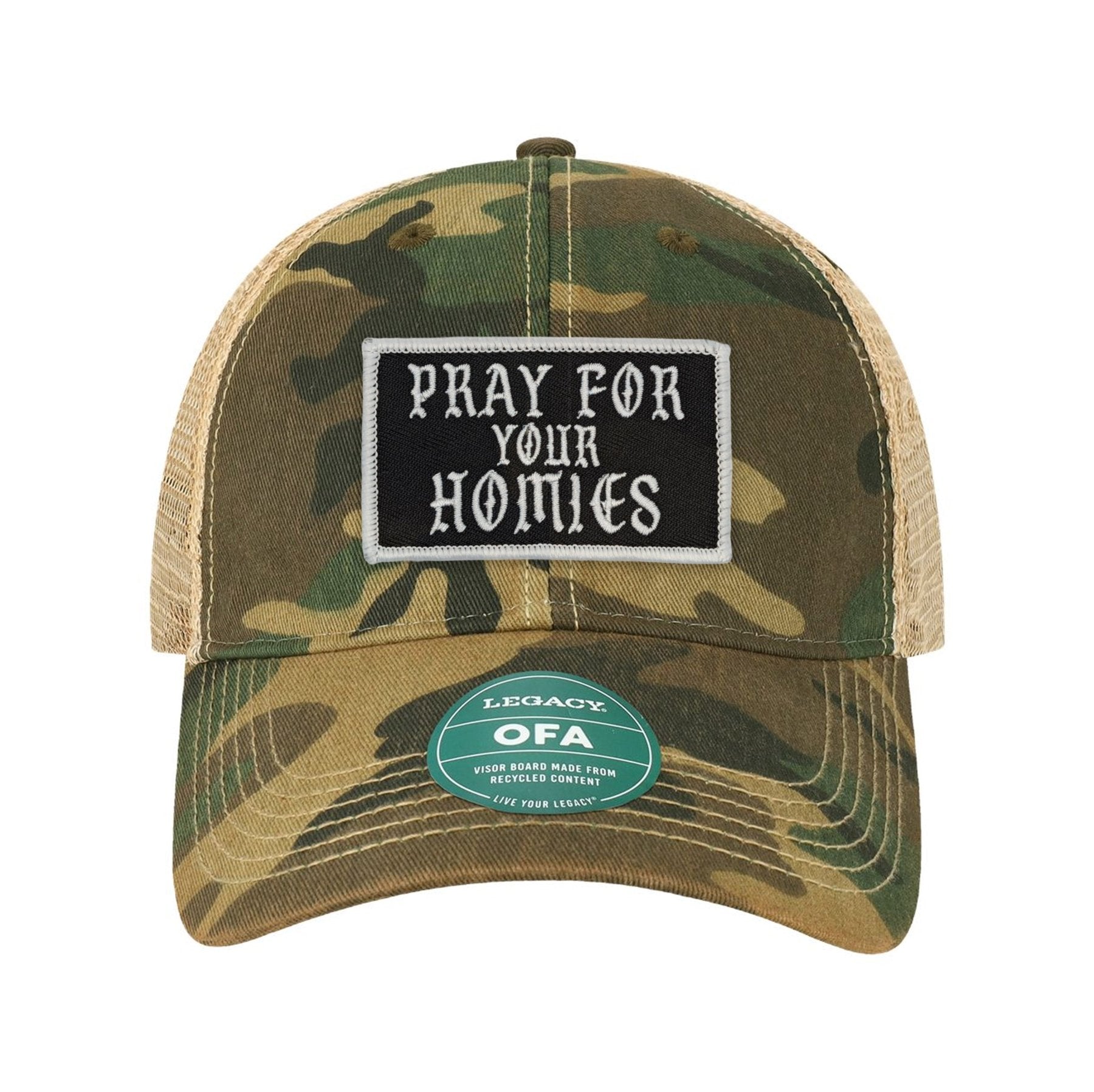 Pray For Your Homies Patch Old Trucker Hat - OSFA - Hat