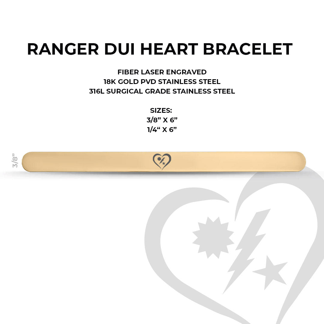 Ranger DUI Heart Bracelet - 9.5mm x 6" - Bracelet
