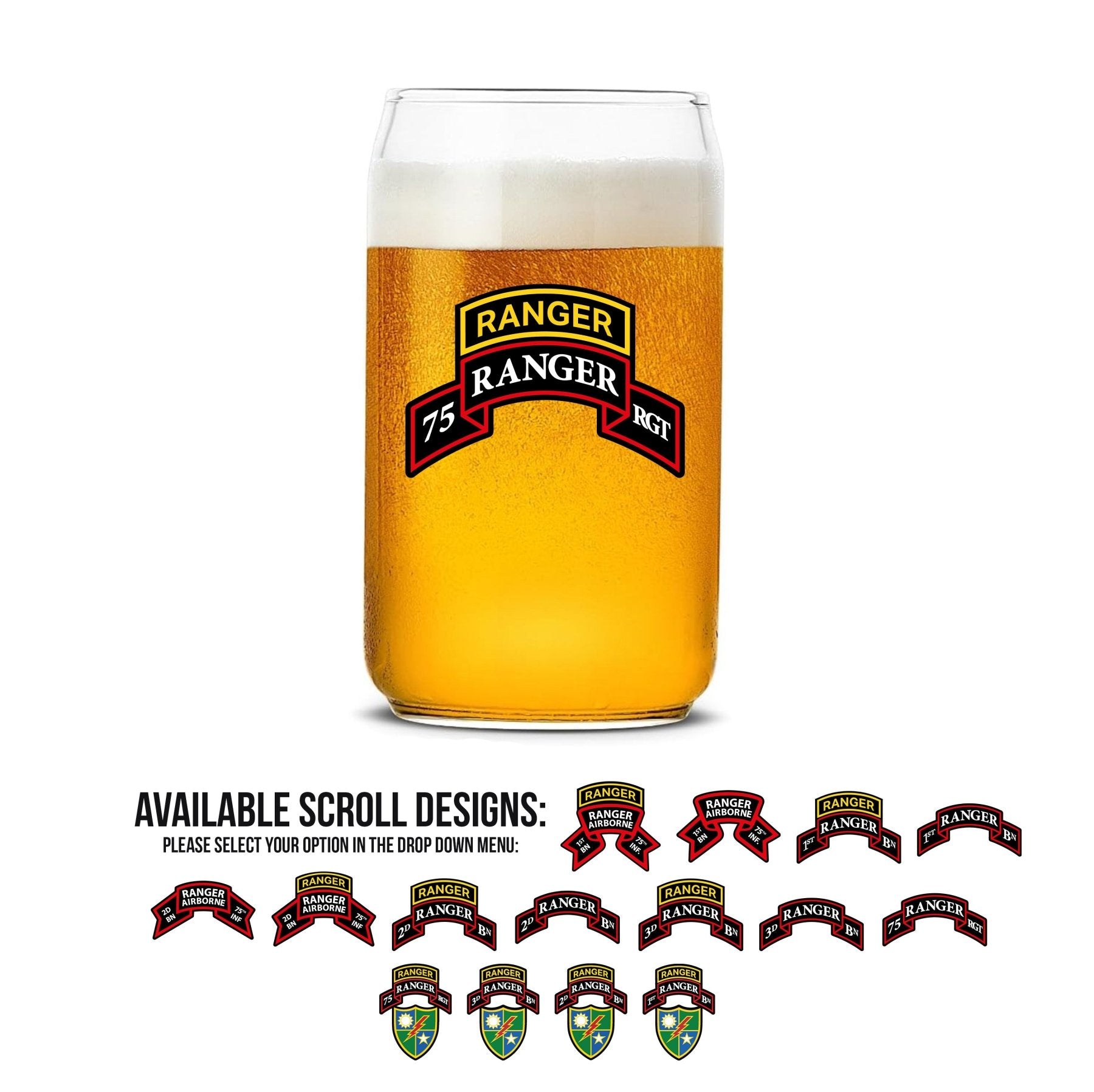 Ranger Scroll Beer Can Glass Set - 16oz - Glassware