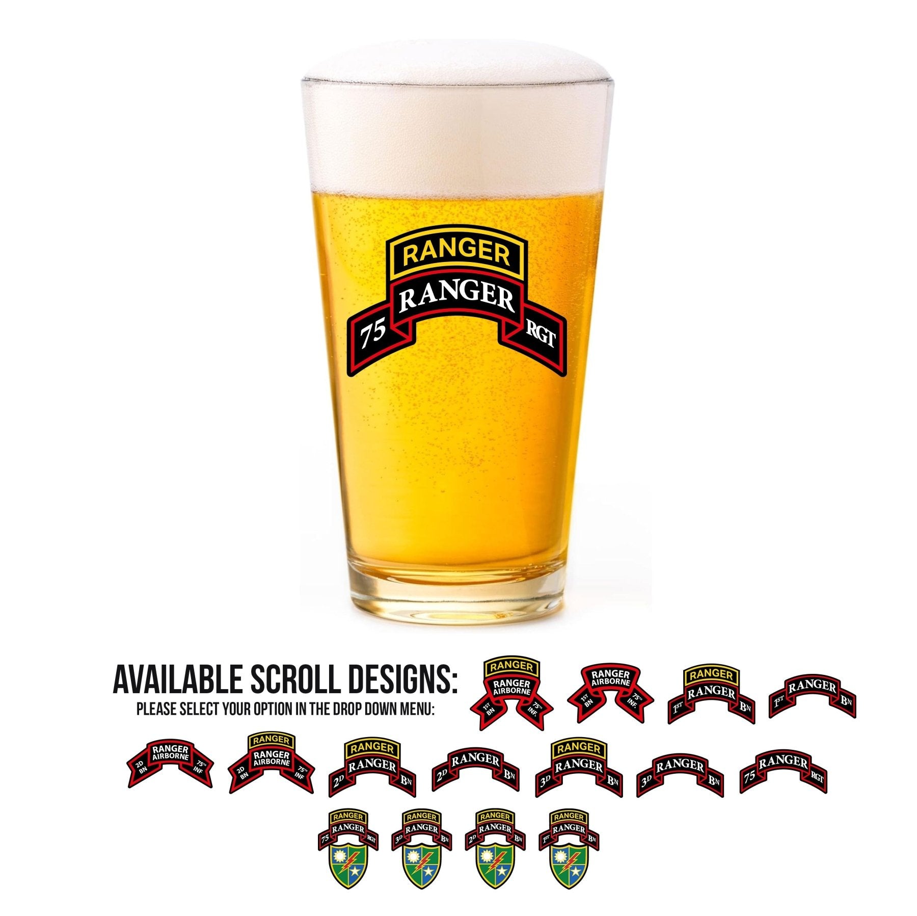 Ranger Scroll Pint Glass Set - 16oz - Glassware