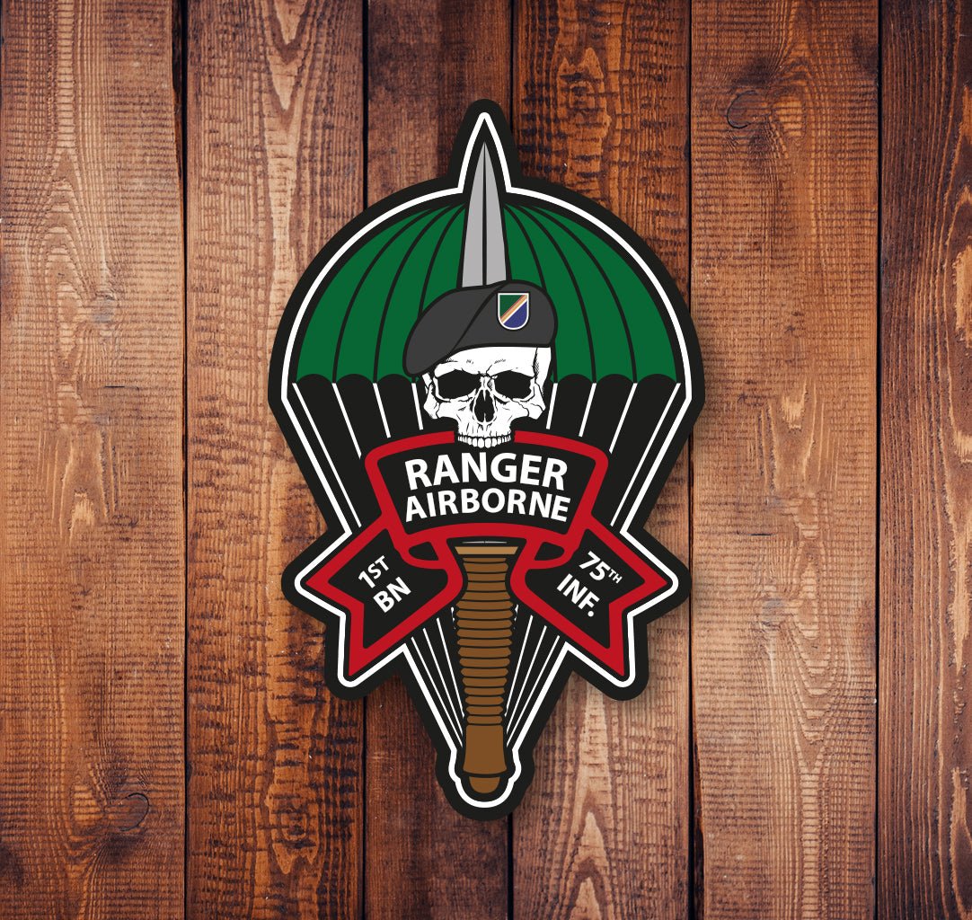 Ranger Skull Parachute Sticker - 1st Batt - Sticker