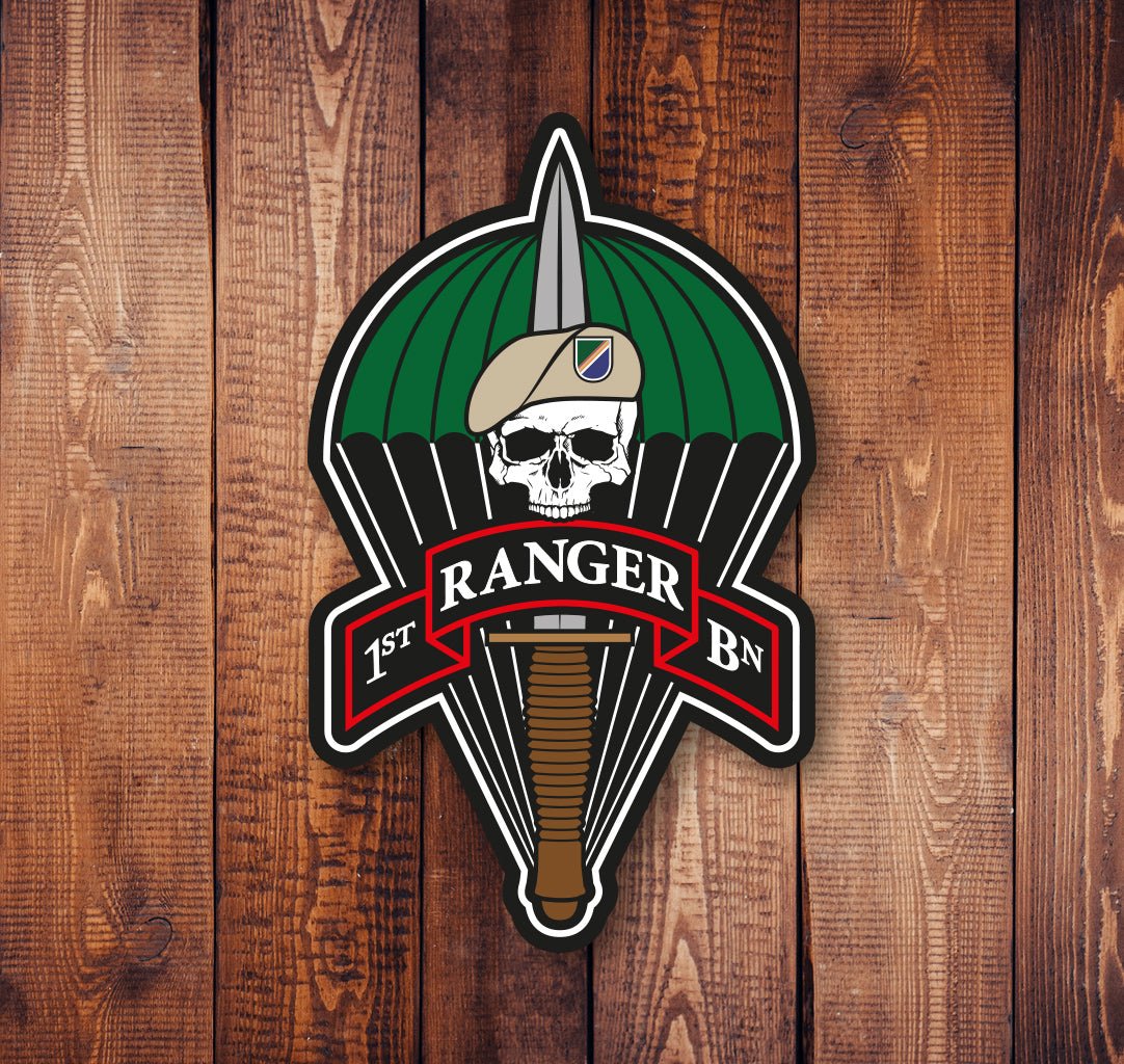 Ranger Skull Parachute Sticker - 1st Batt - Sticker