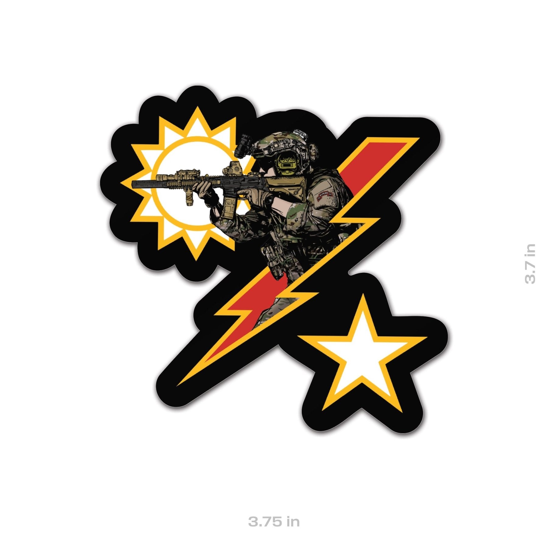 Ranger Star Sun Bolt Sticker - 3.75" - Sticker