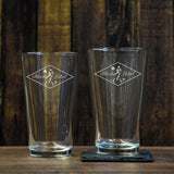 RUAS Diamond Pint Glass Set - Set of 2 - Glassware