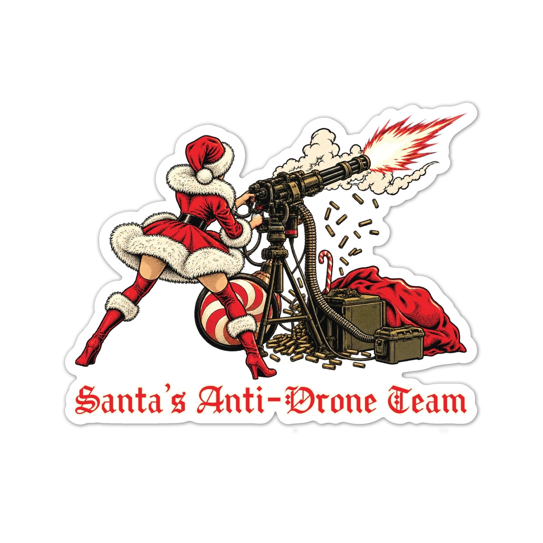 Santas Drone Team Sticker - 4" - Sticker
