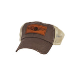 Sensor Wings Leather Dad Cap - Brown/Khaki Mesh - Headwear