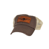 Sensor Wings Leather Dad Cap - Brown/Khaki Mesh - Headwear