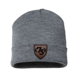 SGM Academy Class 73 Leather Patch Beanie - Grey / With Cuff - No Discount