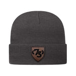 SGM Academy Class 73 Leather Patch Beanie - Charcoal / With Cuff - No Discount