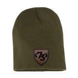 SGM Academy Class 73 Leather Patch Beanie - OD Green / No Cuff - No Discount