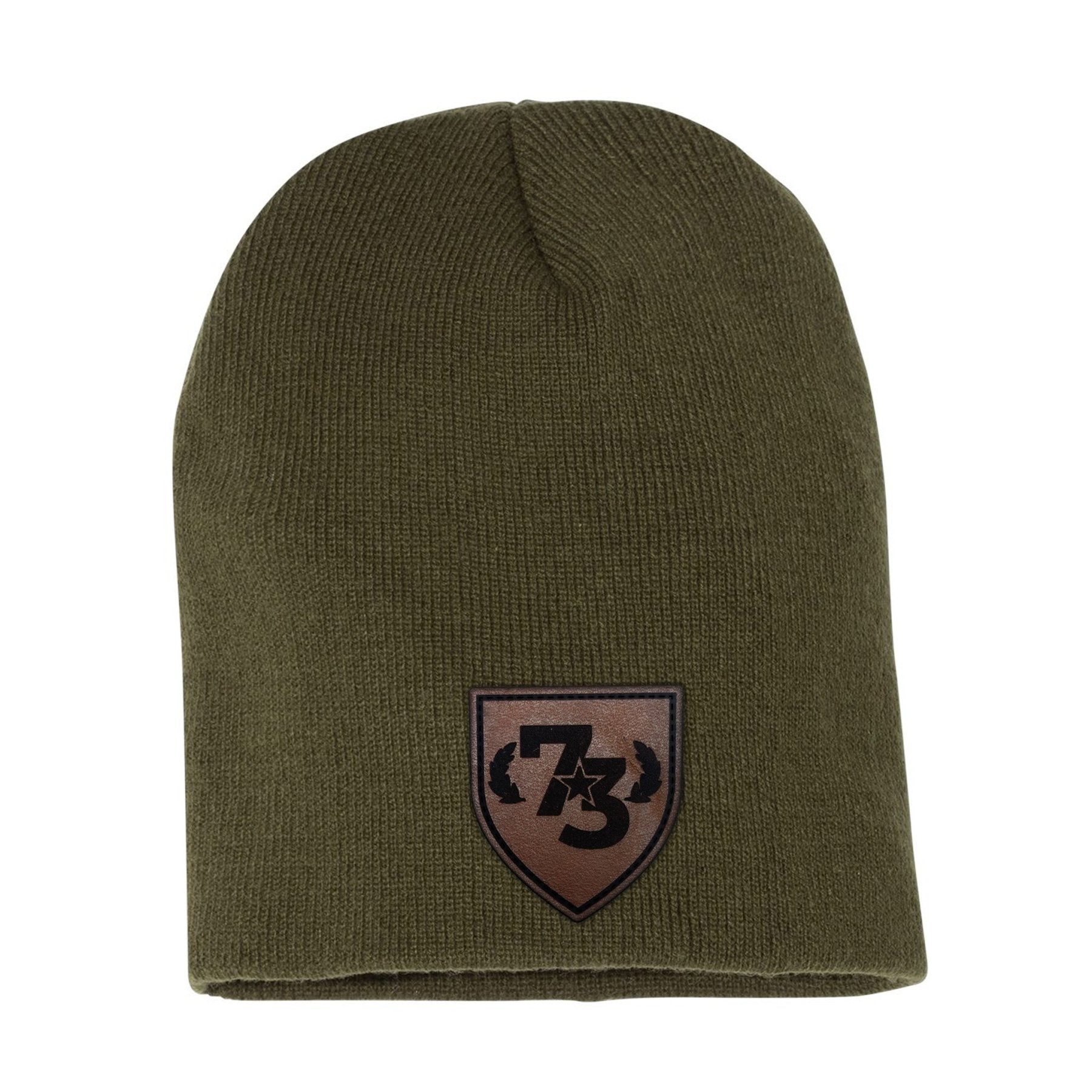 SGM Academy Class 73 Leather Patch Beanie - OD Green / No Cuff - No Discount