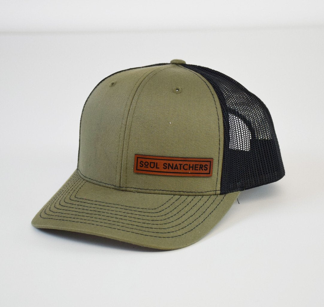 Soul Snatchers Leather Snap - Back - OD Green/Black Mesh - Headwear