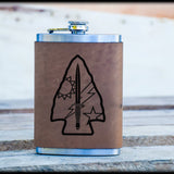 Spearhead Leather Flask - 8oz Stainless Steel Flask - Flasks