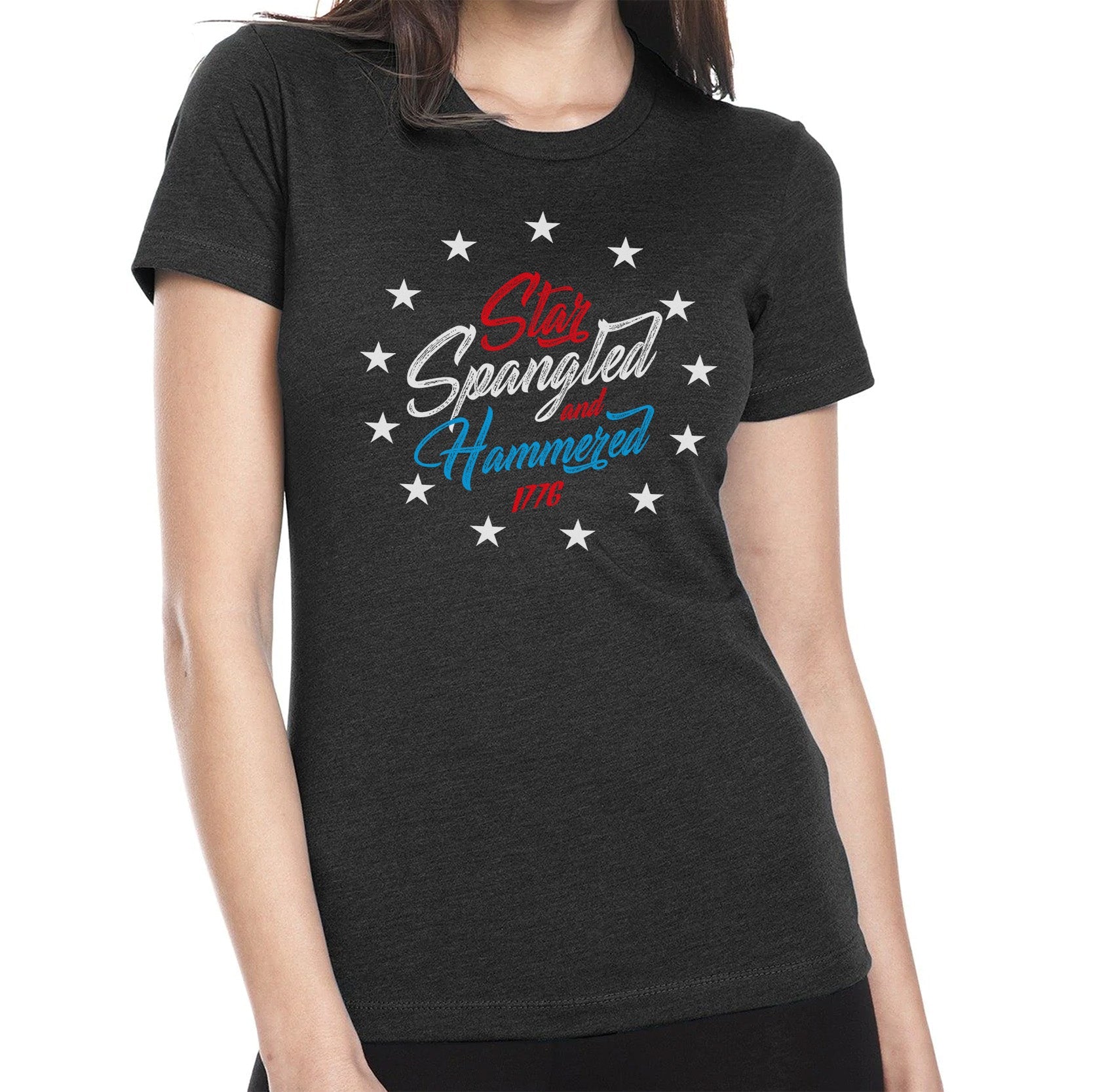 Star Spangled and Hammered 1776 - Ladies Tee - Small - Shirt