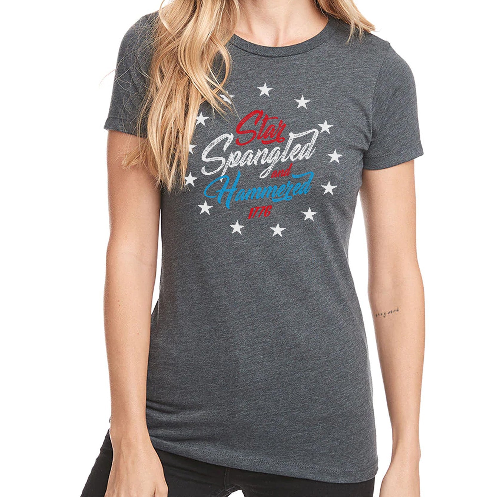 Star Spangled and Hammered 1776 - Ladies Tee - Small - Shirt