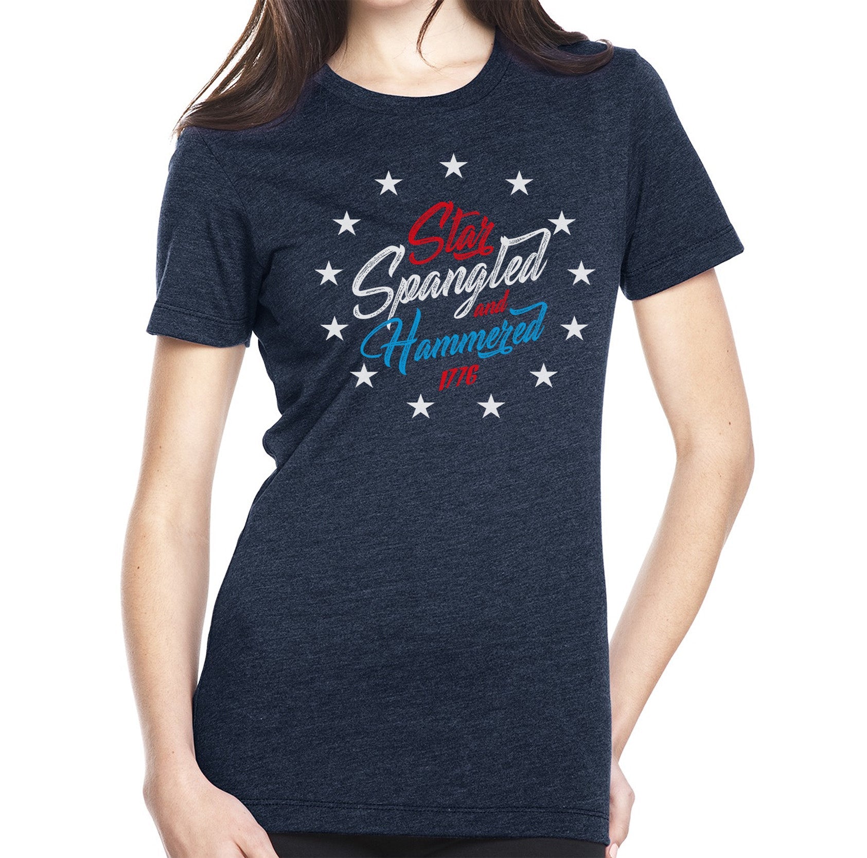 Star Spangled and Hammered 1776 - Ladies Tee - Small - Shirt