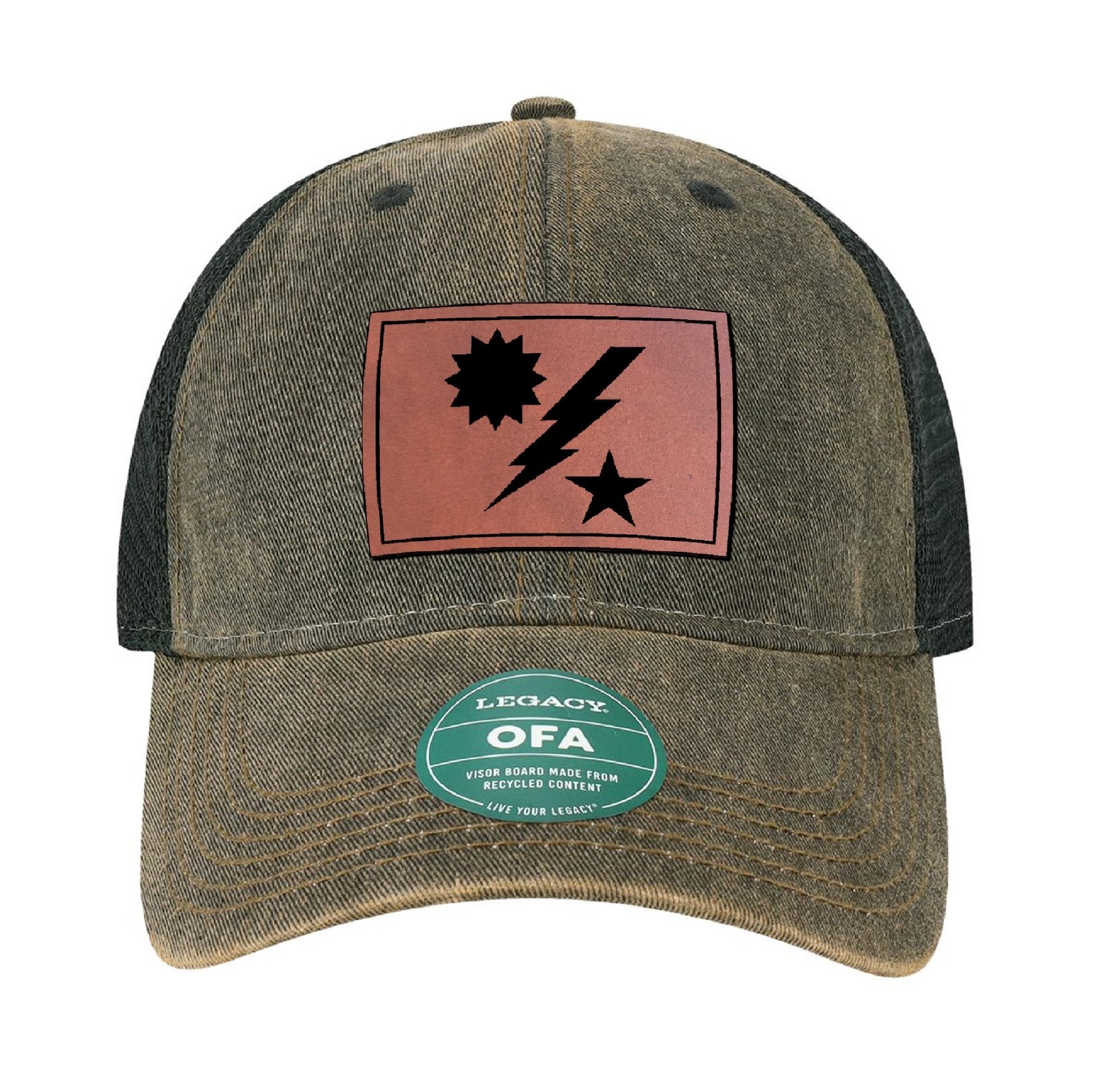 Star Sun & Bolt Leather Dad Cap - OSFA - Headwear