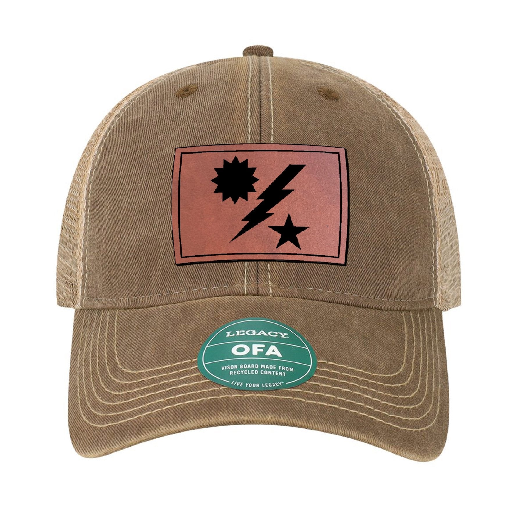 Star Sun & Bolt Leather Dad Cap - OSFA - Headwear