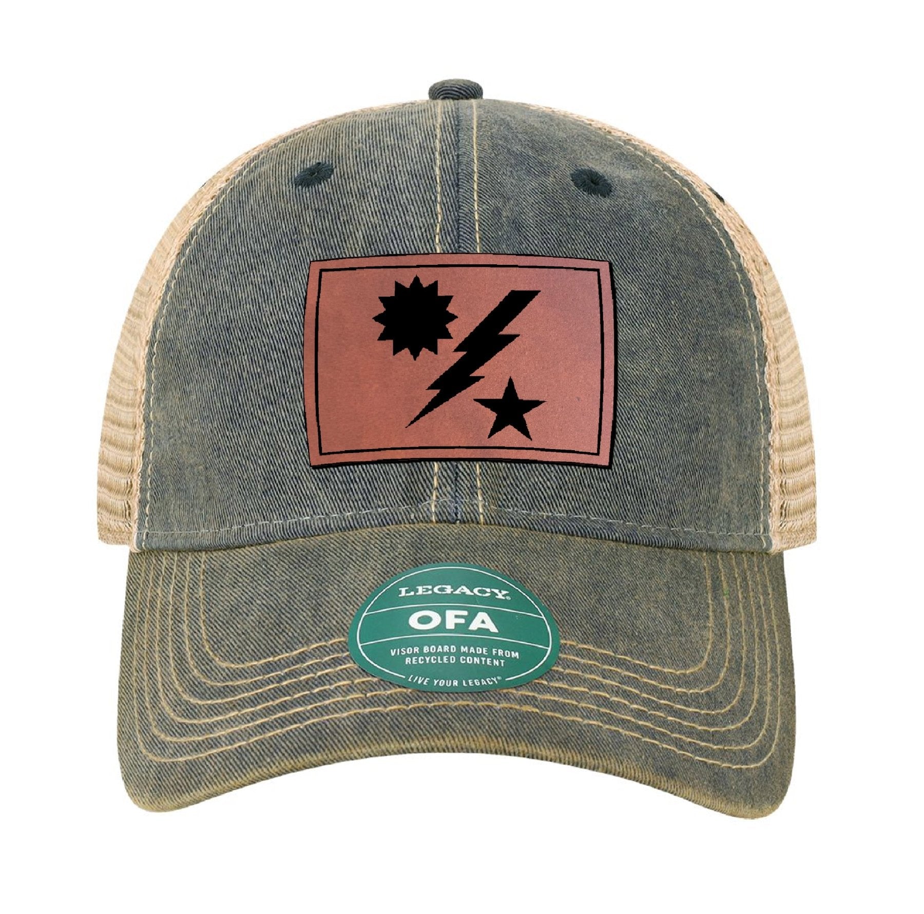 Star Sun & Bolt Leather Dad Cap - OSFA - Headwear