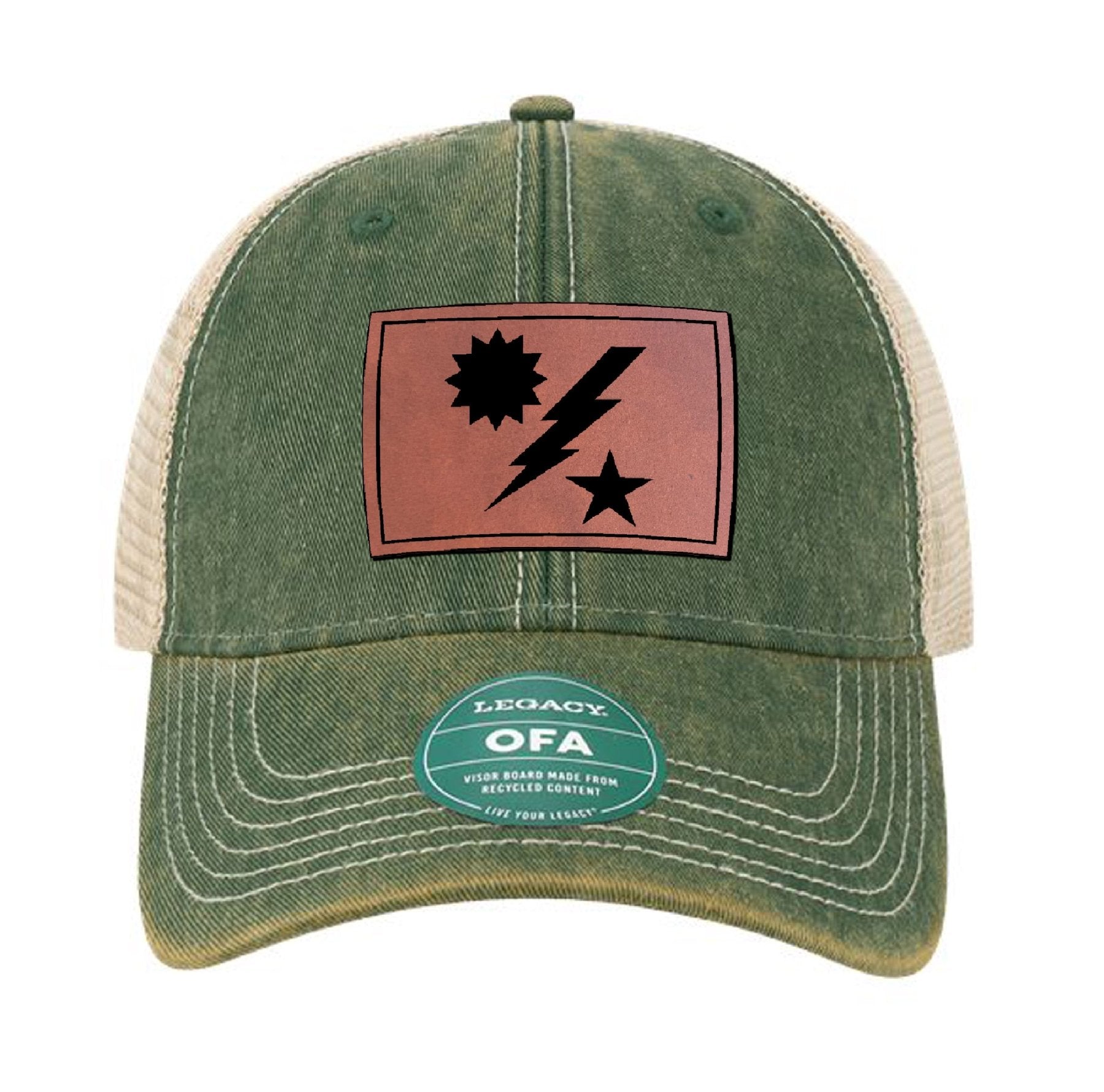 Star Sun & Bolt Leather Dad Cap - OSFA - Headwear