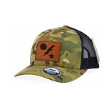 Star Sun Bolt Leather Snap - Back - Adjustable - Headwear