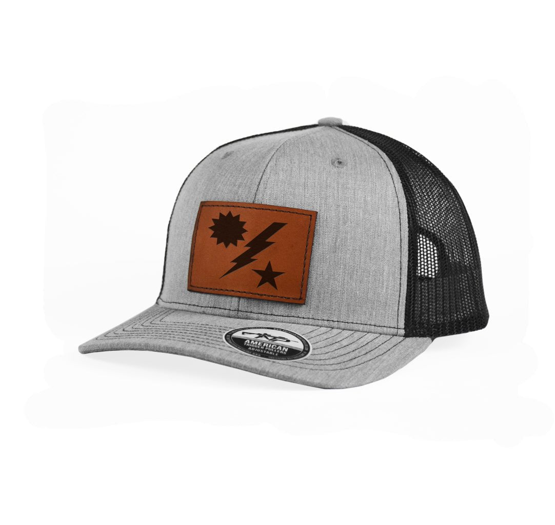 Star Sun Bolt Leather Snap - Back - Adjustable - Headwear