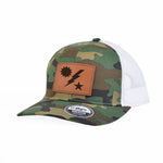 Star Sun Bolt Leather Snap - Back - Adjustable - Headwear