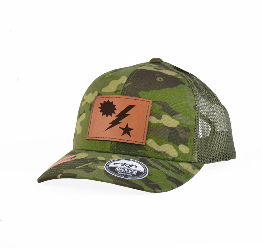 Star Sun Bolt Leather Snap - Back - Adjustable - Headwear