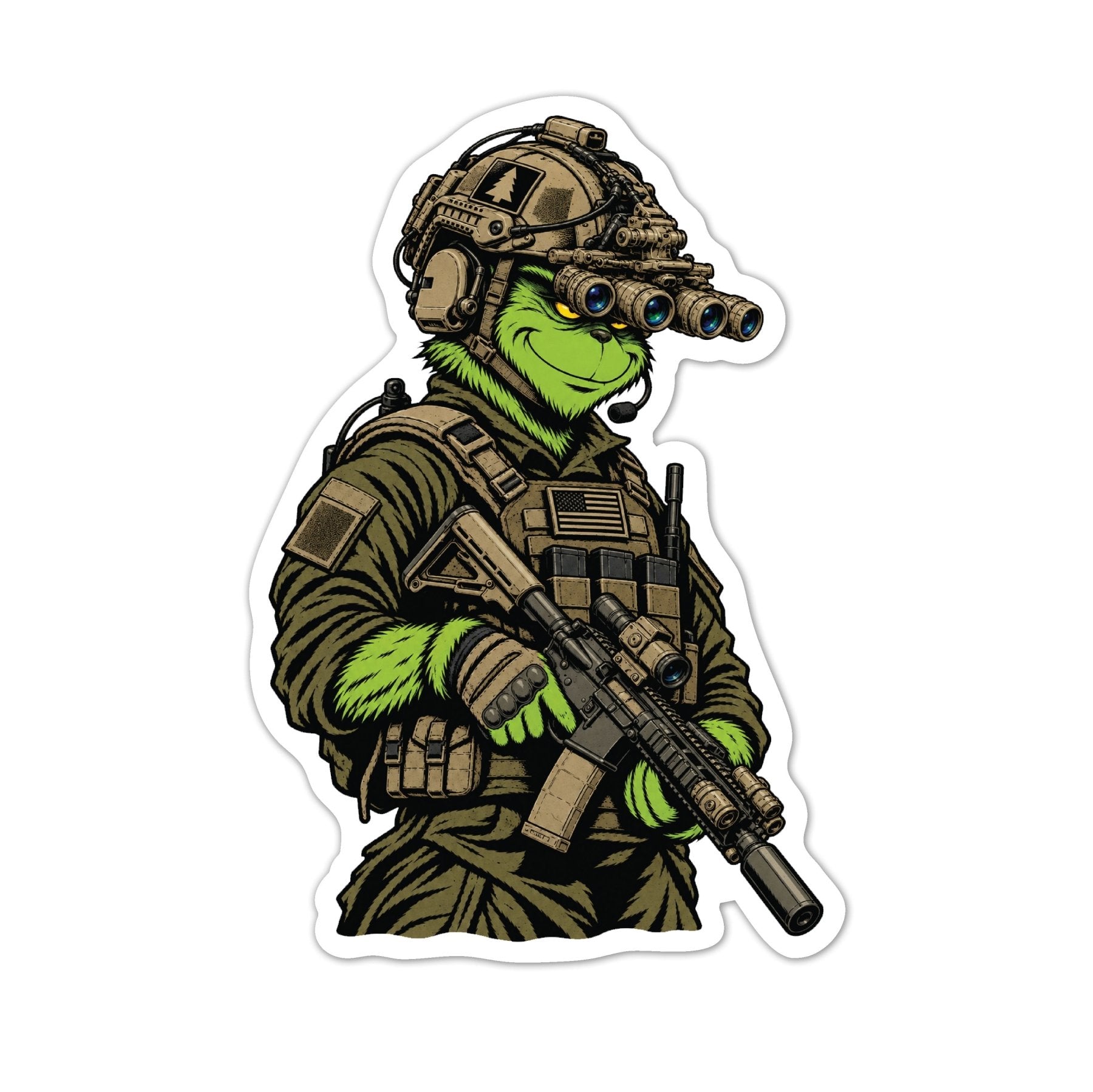Tactical Grinch Sticker - 4" - Sticker