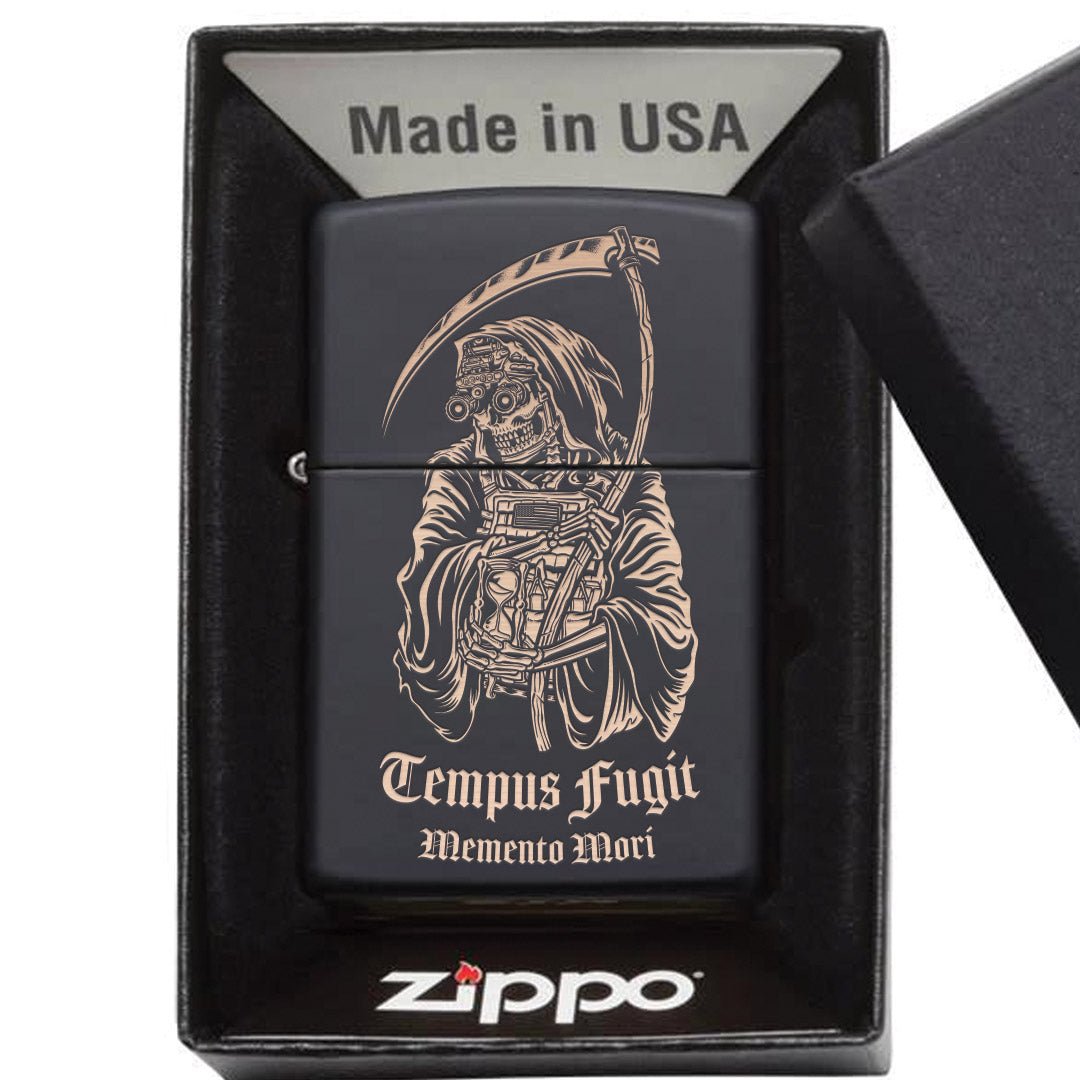 Tempus Fugit Lighter - Matte Black - No Discount