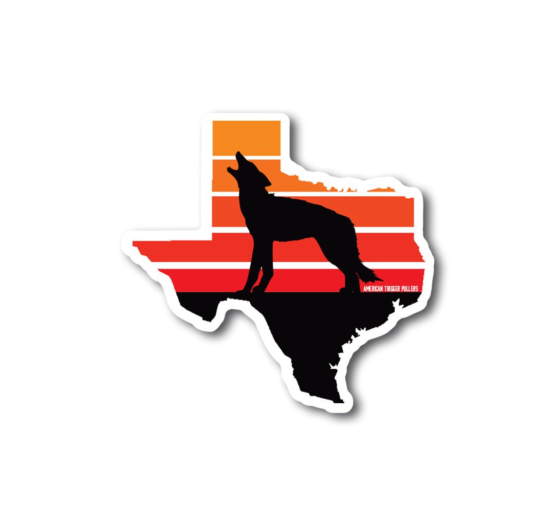 Texas Sunset Coyote Sticker - 4" - Sticker