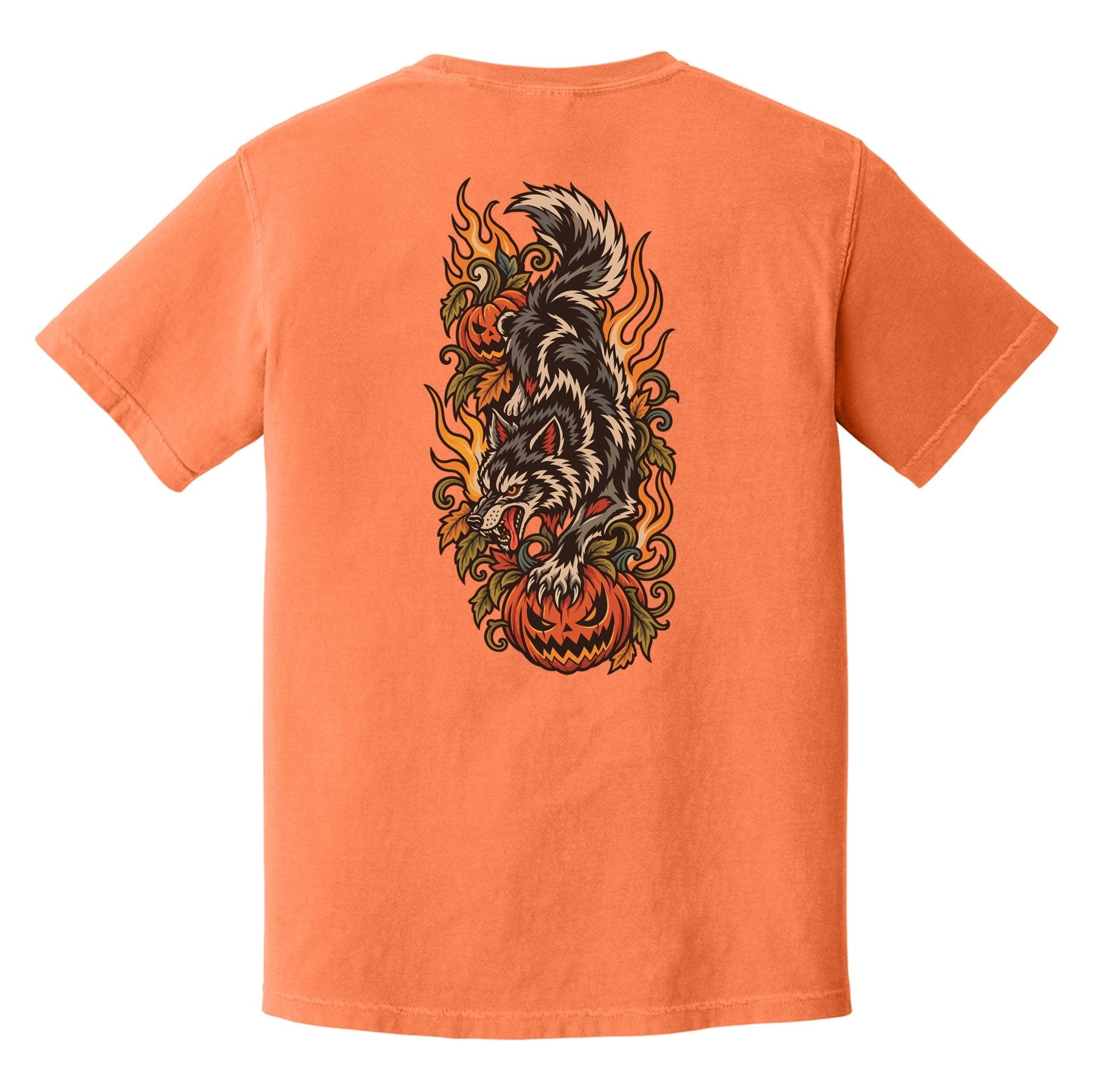 Traditional Halloween Wolf Heavyweight Tee - Small - Shirt