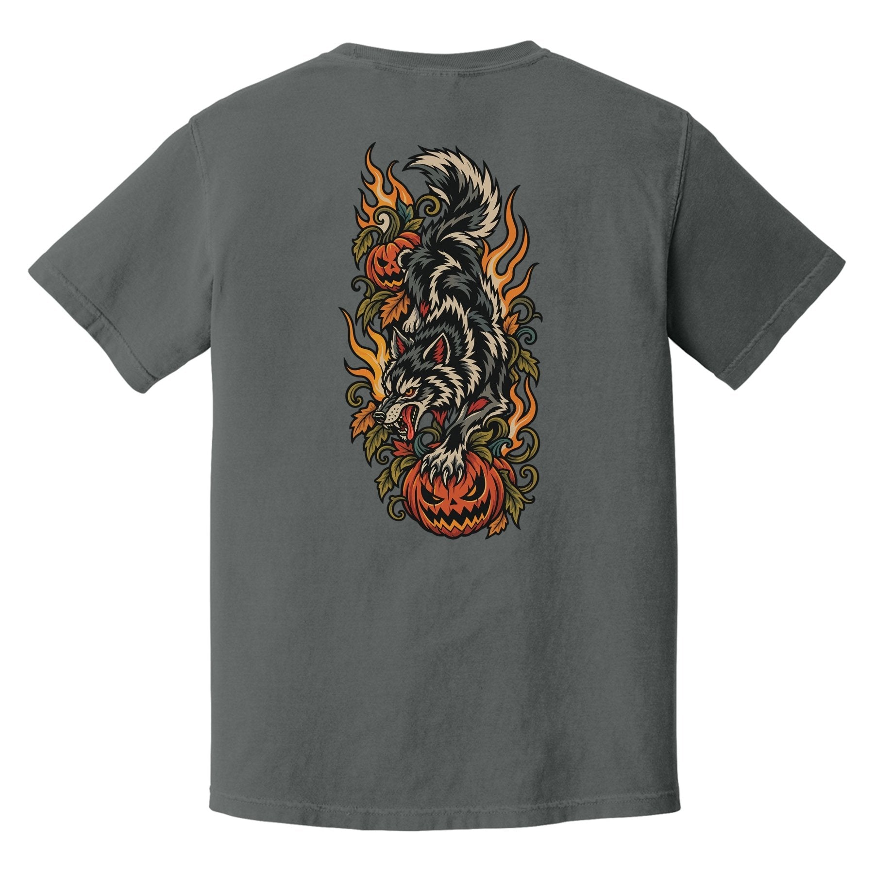 Traditional Halloween Wolf Heavyweight Tee - Small - Shirt