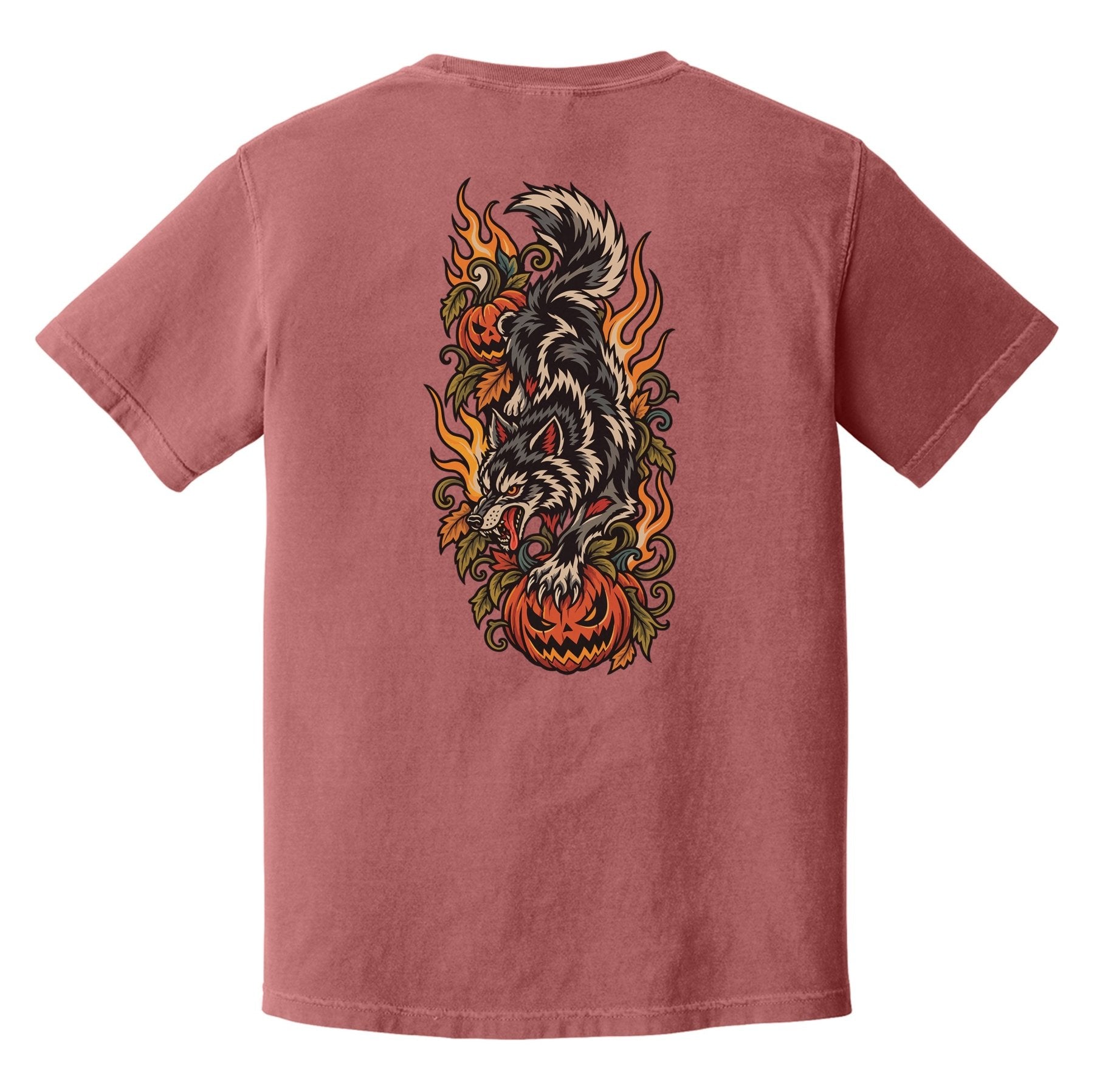 Traditional Halloween Wolf Heavyweight Tee - Small - Shirt