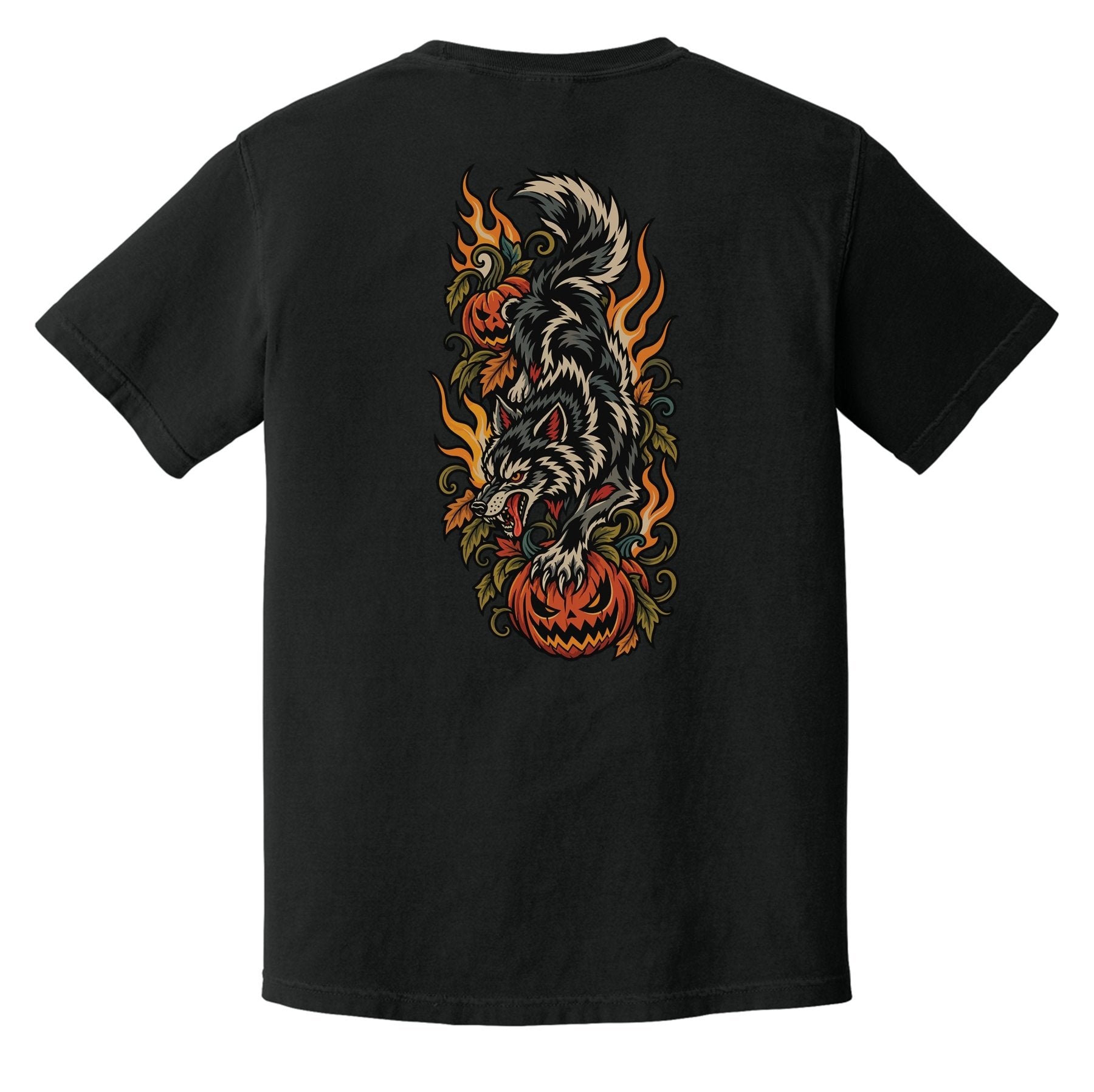 Traditional Halloween Wolf Heavyweight Tee - Small - Shirt