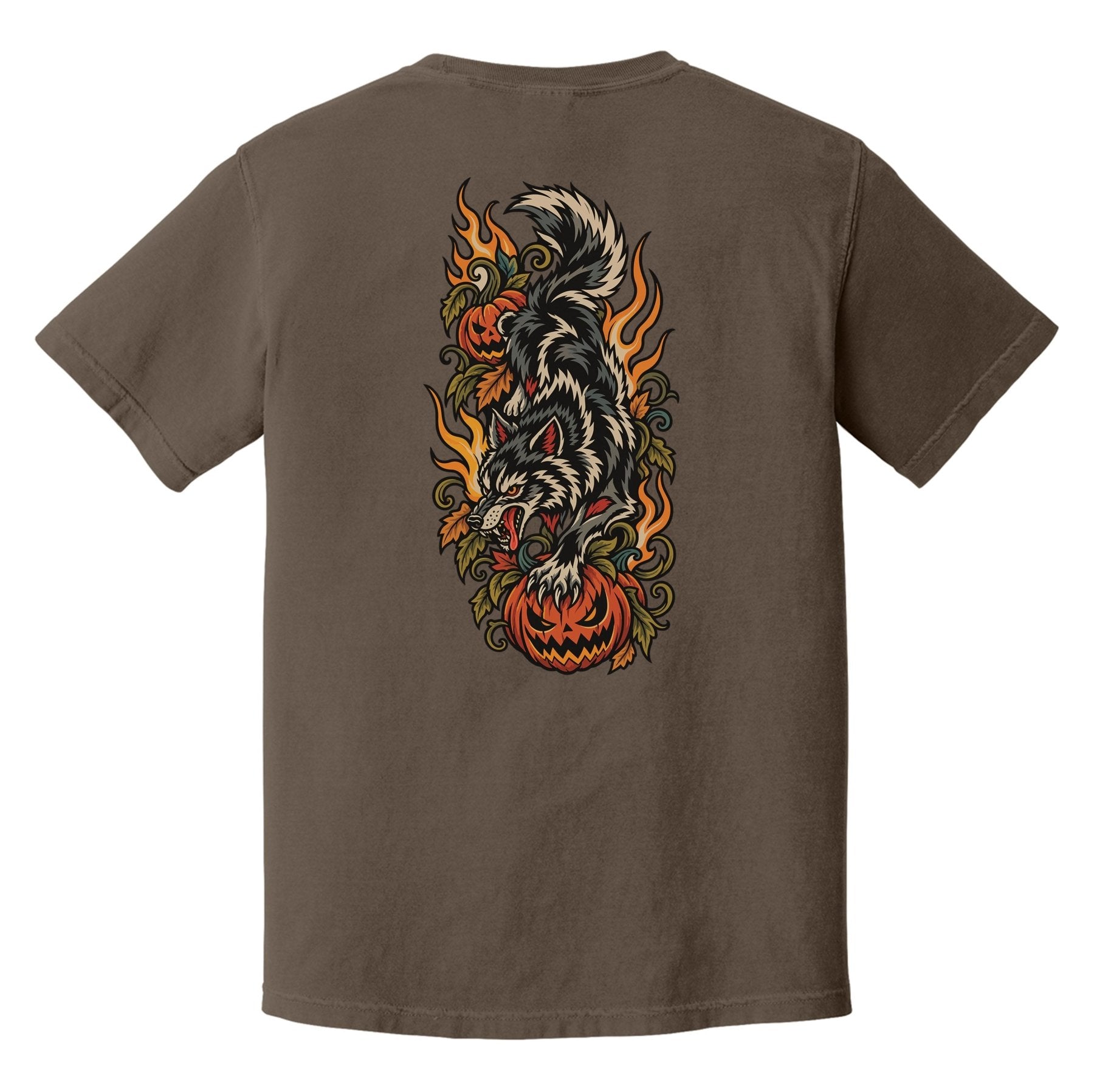 Traditional Halloween Wolf Heavyweight Tee - Small - Shirt