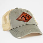 Two Bravo Leather Dad Cap - OD Green/Khaki Mesh - Headwear