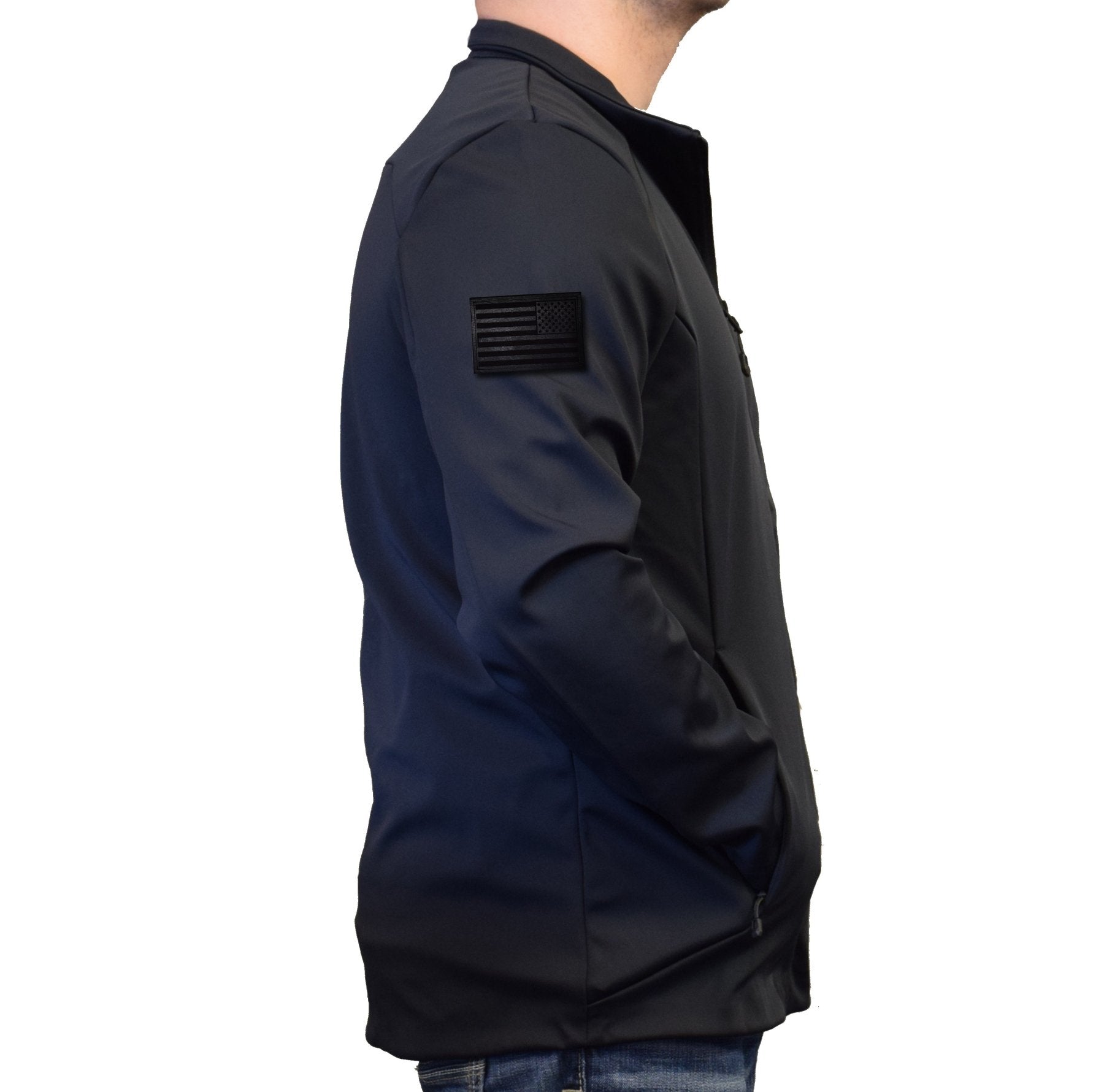 US Flag Black Leather Soft Shell - Small - Jacket