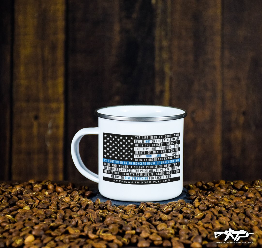 USA Blue Line Flag - 11oz Metal - Mug