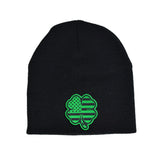 USA Clover Green Leather Beanie - Black - Headwear