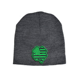 USA Clover Green Leather Beanie - Charcoal - Headwear