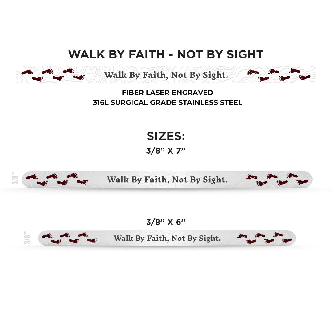 Walk By Faith Stainless Steel Bracelet - 9.5mm x 7" - Bracelet